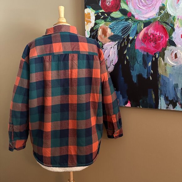 Natural Reflections Sherpa Lined Plaid Flannel Jacket/Shirt Size Large - Picture 2 of 7